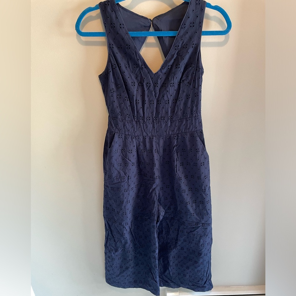 Vince Camuto Sleeveless Wide Leg Eyelet Jumpsuit